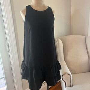 Gently worn black sleeve Loft dress size 4. Ruffle mini.